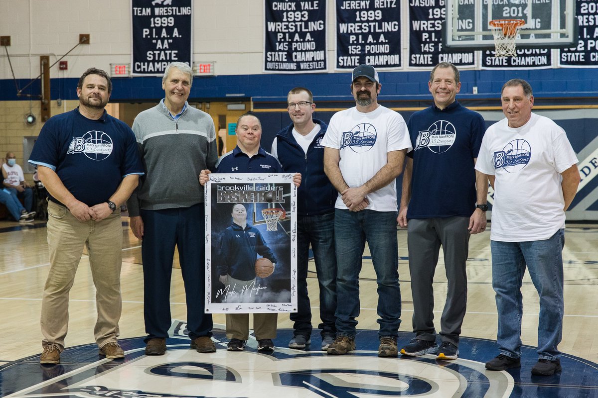 TheSkinny1969's tweet photo. There’s one man tying all three of these pictures together: raiders head coaches, former players, current raiders. 35 yrs of service at brookville comes to an end this year. Mark Manfoni was honored Friday nt during 59/42 win over Bradford https://t.co/UhxDGLsmyM