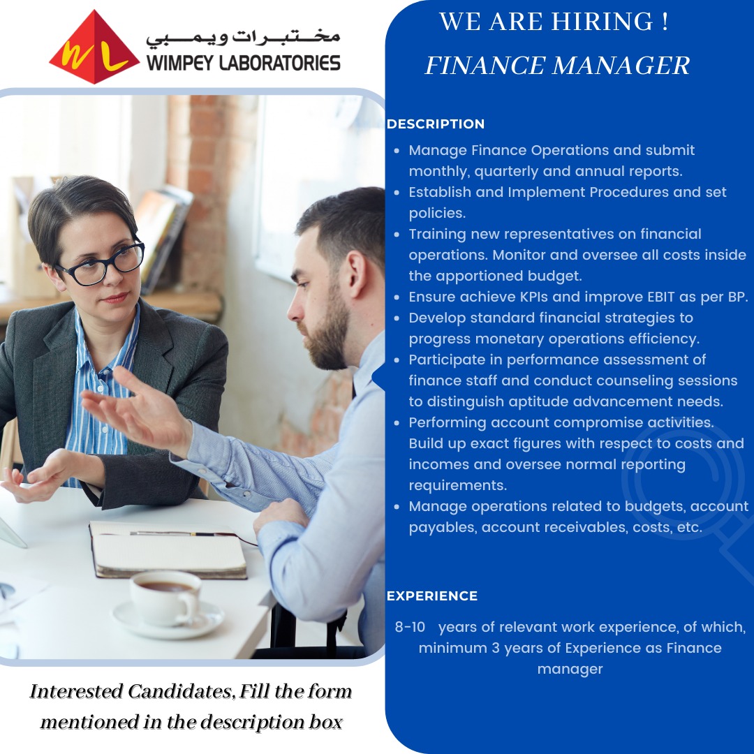 WLaboratories's tweet photo. Wimpey Laboratories LLC is hiring a Finance Manager.
Interested candidates can apply through the link mentioned below.
https://t.co/I9Nb7TZd9b
- Team Wimpey

#hiringnow #financemanagerjobs #Wimpey #UAE https://t.co/LjOX6Dif8u