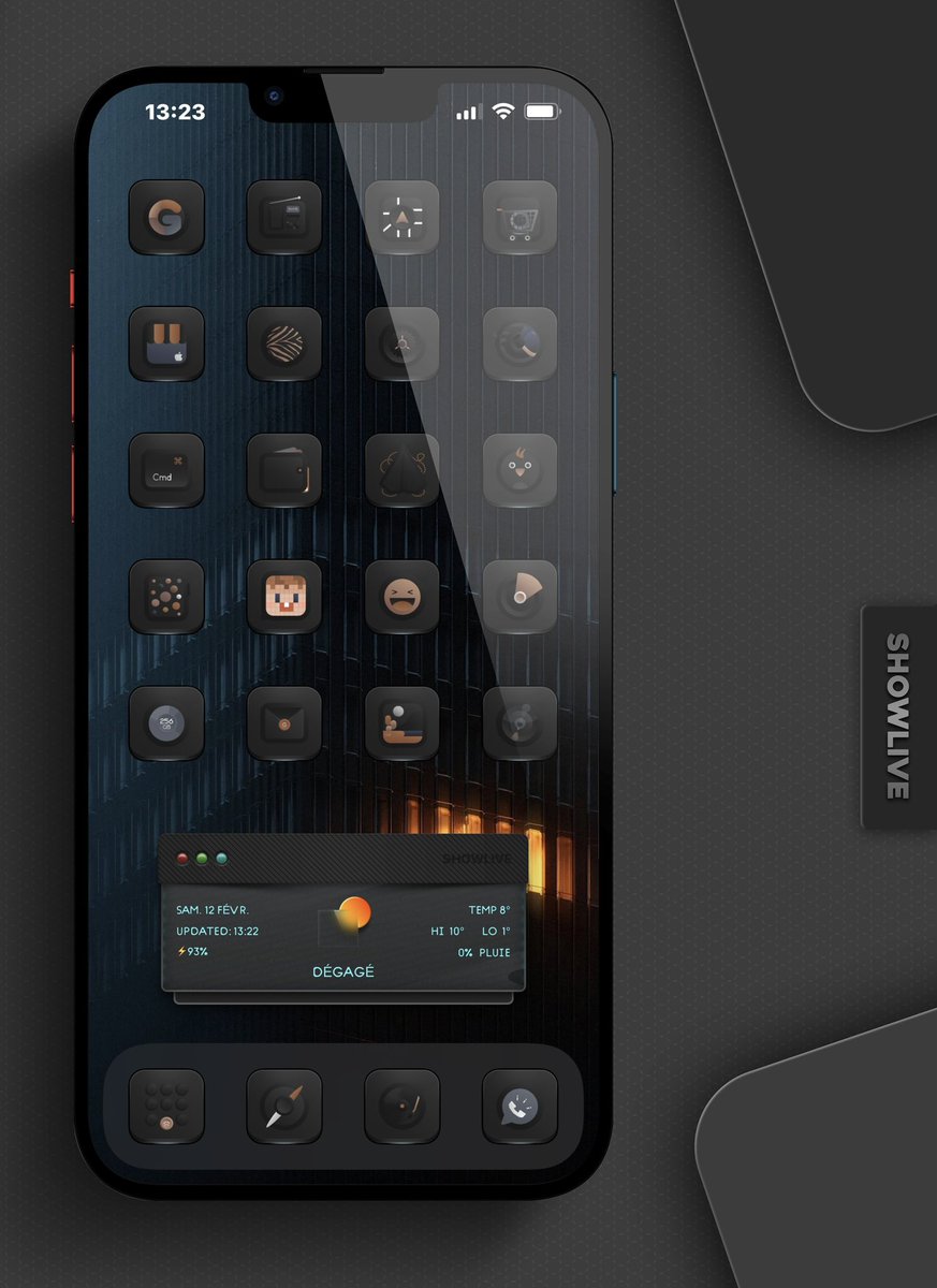 TeboulDavid1's tweet photo. For Saturday, ShowLive V 1.6 ๐ฉ๐ด๐ค
.
.
๐ #ShowLive โก๏ธ@SeanKly
๐ Icons @boots6972 ๐
.
.
#ios15homescreen
#ios15icons
#ScreenshotSL
#shortcuts
#Wallpapers
#iOS153
#iPhone13ProMax
#ShowLive ๐ป LCDwidget https://t.co/xcRJrPCCO1