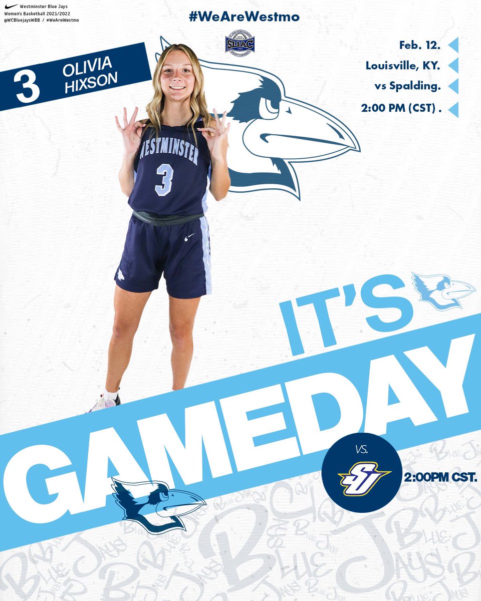IT’S GAMEDAY!!!
The Westminster <a href="/WCBluejaysWBB/">WCBluejaysWBB</a> team plays Spalding University down in Louisville Kentucky today.  The women will play second today.  

🆚 <a href="/SUGoldenEagles/">Spalding Athletics</a> 
📍 Louisville, KY
⌚️ 2:00 pm (CST) Missouri Time 3:00 pm (EST) Kentucky Time
📺 spaldingathletics.com/sports/2018/8/…