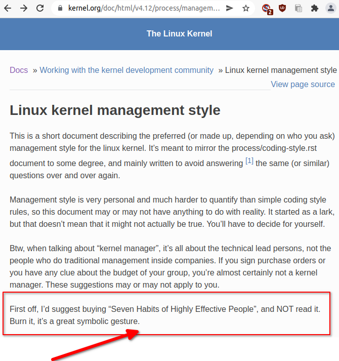 nixcraft's tweet photo. From the Linux kernel documentation. LOL. https://t.co/Uvz0OysKKn https://t.co/ahUqqnvMu2