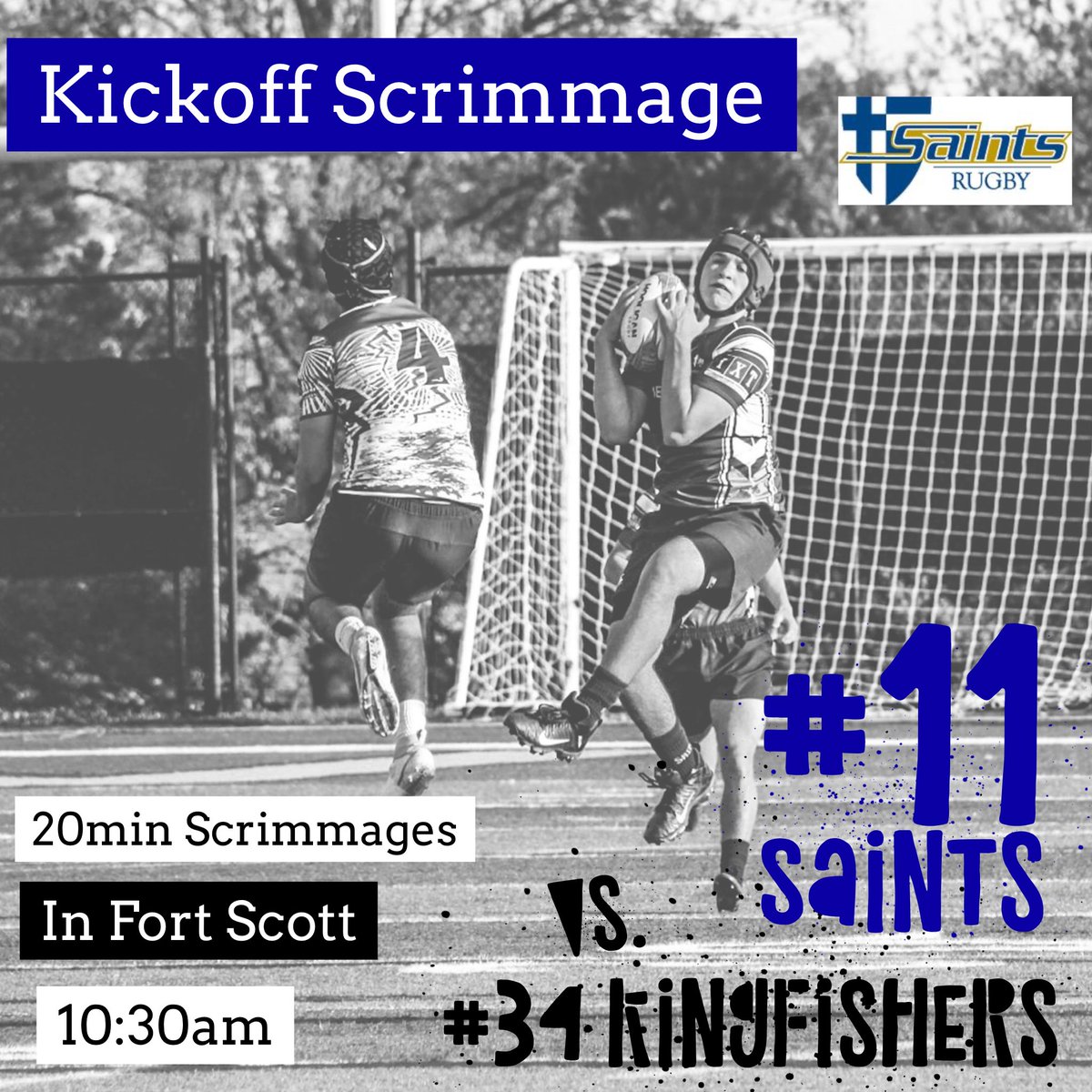 stasaintsrugby's tweet photo. Kickoff Scrimmage TODAY!.
#11 Saints go down to play 20min scrimmages against #34 Kingfisher. 10:30-2pm in Fort Scott. Let’s go Saints!! #Questforthrcup #2022 Pictute by @gth_images https://t.co/z4YPbPd2Zz