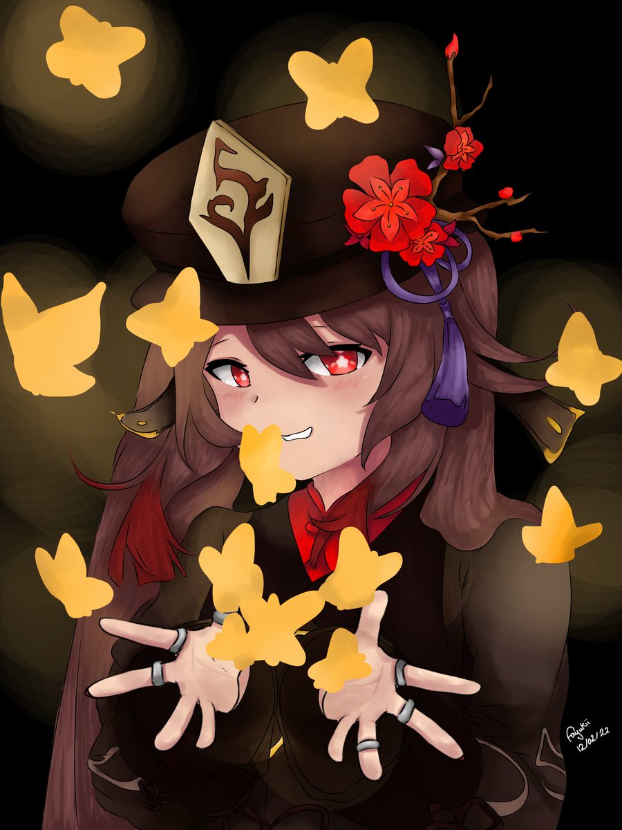 DeathHellScythe's tweet photo. As I have said, I'll create Hutao,
so I did, though the colouring sucks:
took a neck, a hand and my eyes.
Was it worth it? probably.
#art #HuTao #GenshinImpact #fanart https://t.co/jW7jfZBEgK