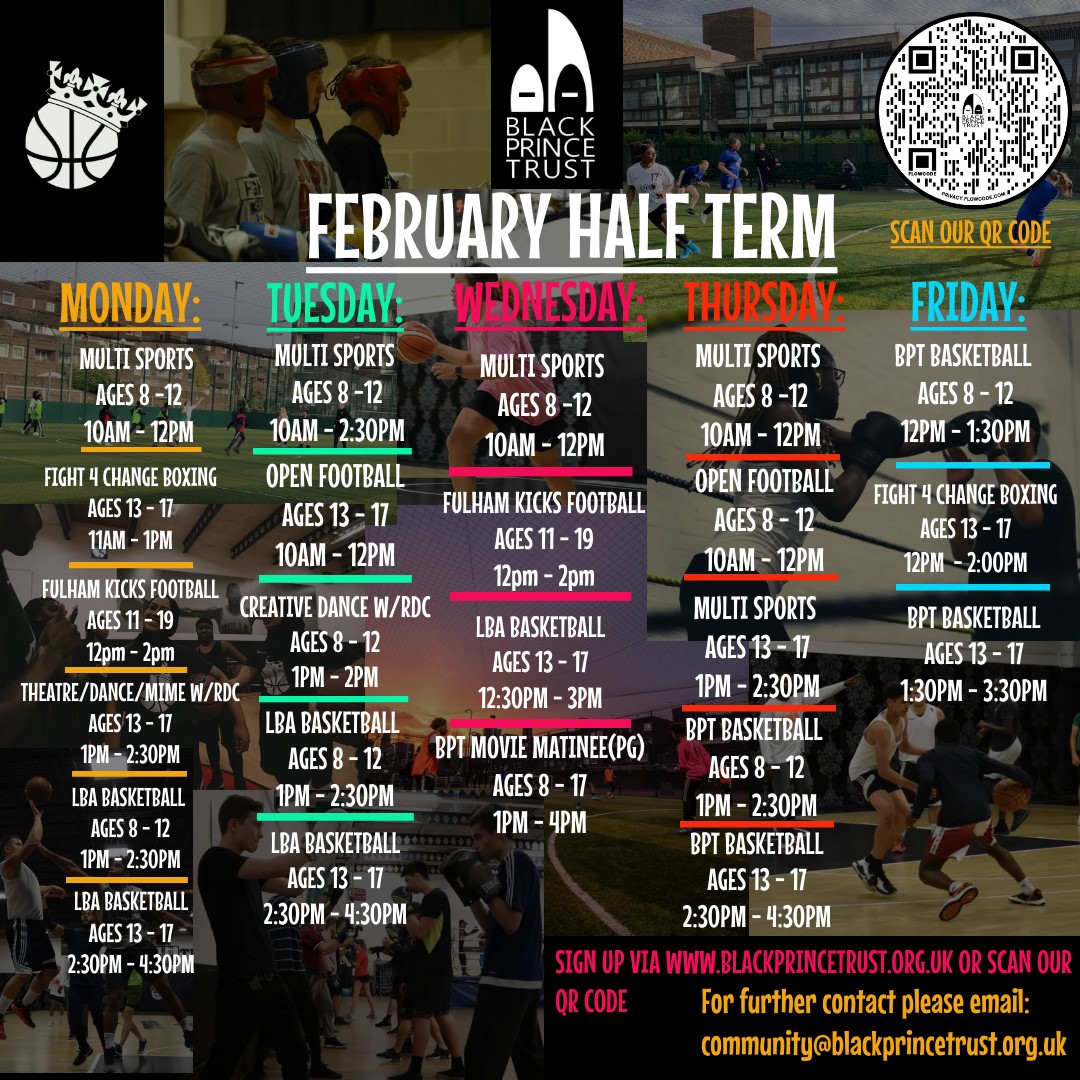 Check out these half term activities for young people @BlackPrinceHub #HalfTerm