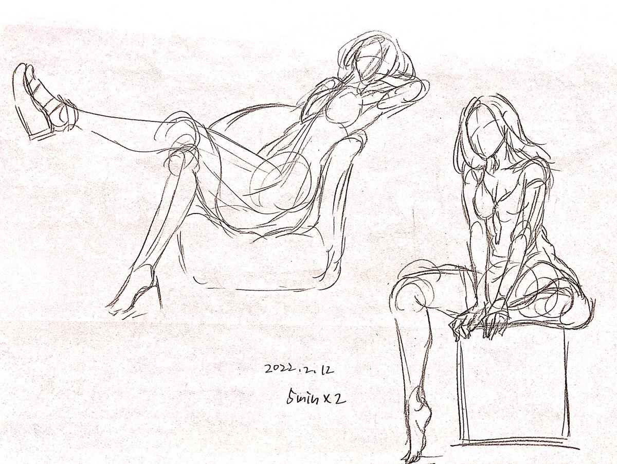 新たに原稿を描き始めるにも微妙な時間だったので、5分ドロ×5
相変わらず線が纏まらない 