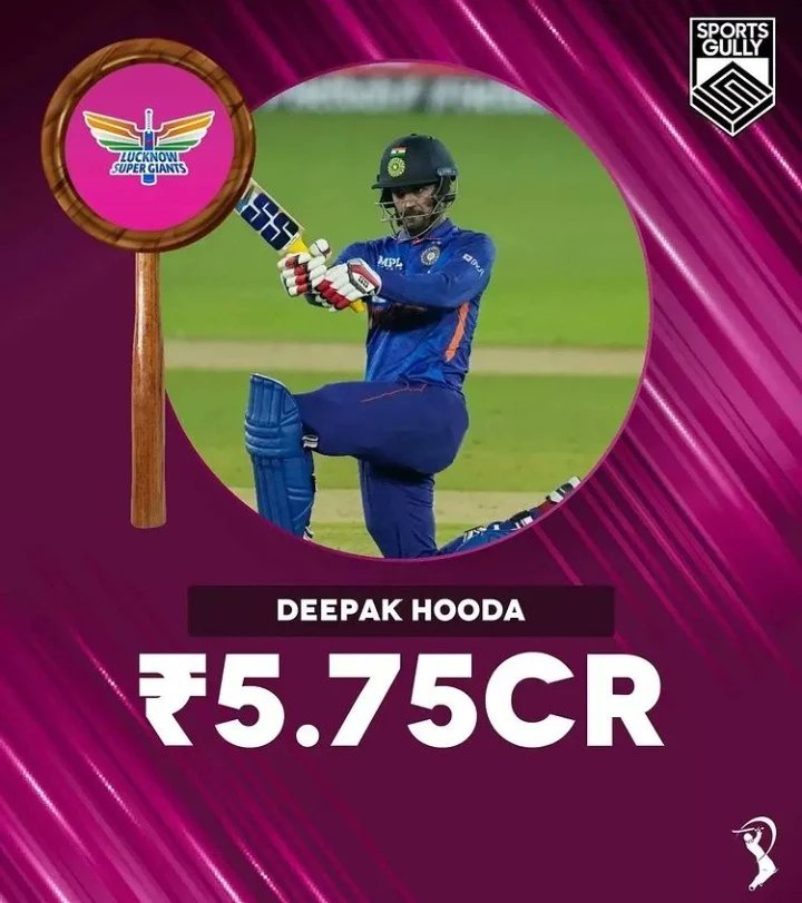 LucknowIPLFc's tweet photo. Welcome @HoodaOnFire in Lucknow super giants 🤗💓.

#TATAIPLAuction #IPLAuction #LucknowSuperGiants #DeepakHooda https://t.co/ff7lyCu2xJ