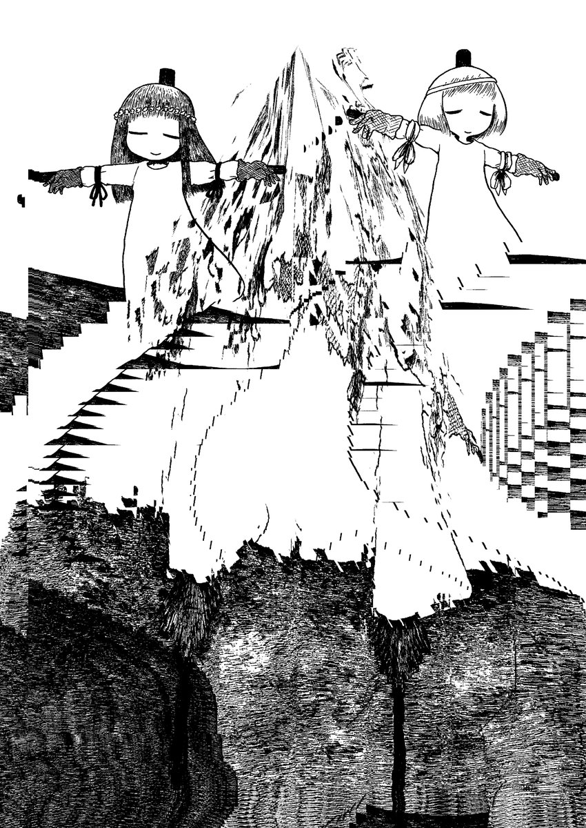 「なぞ・ふしぎ」(20/50) 【黒い絵】【バニーボーイ登場】※2、3枚目は拙作イラストをdong_hang氏(@dong_hang)にグリッチ処理していただいたものです。この場を借りて感謝します。 