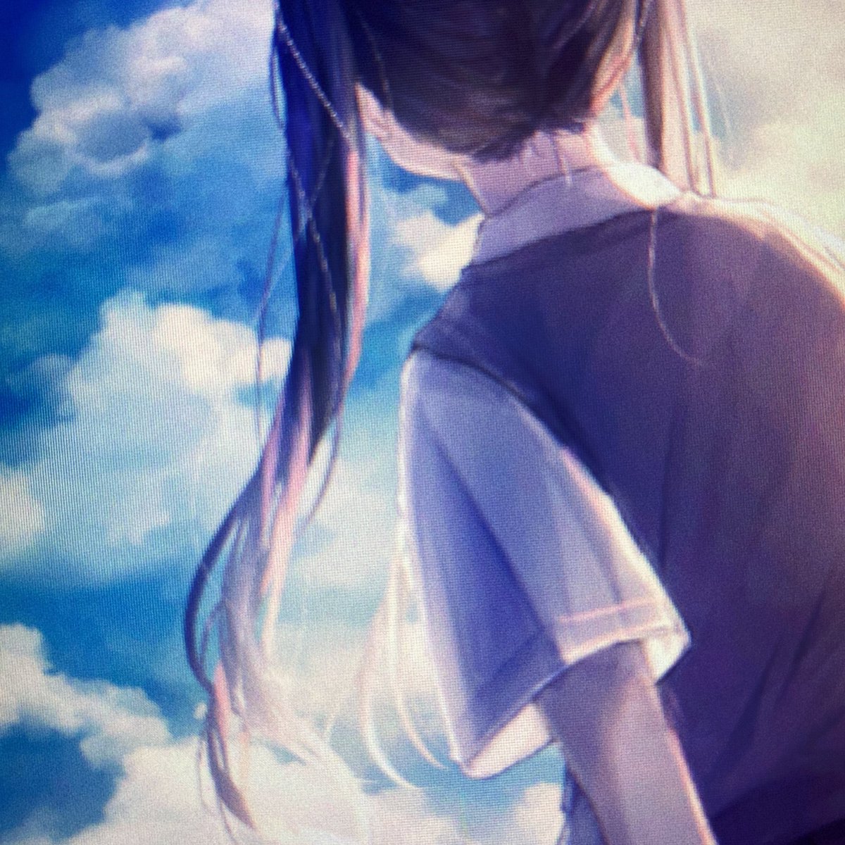1girl solo twintails cloud long hair sky from behind  illustration images