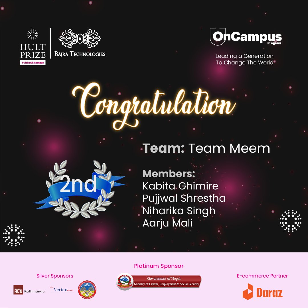 hultatioe's tweet photo. Kudos to Team Meem who has secured the second position in the on-campus event. 📢

#hultprize 
#hult 
#hultatioe 
#hultprize2022 https://t.co/jSCj54ERFw