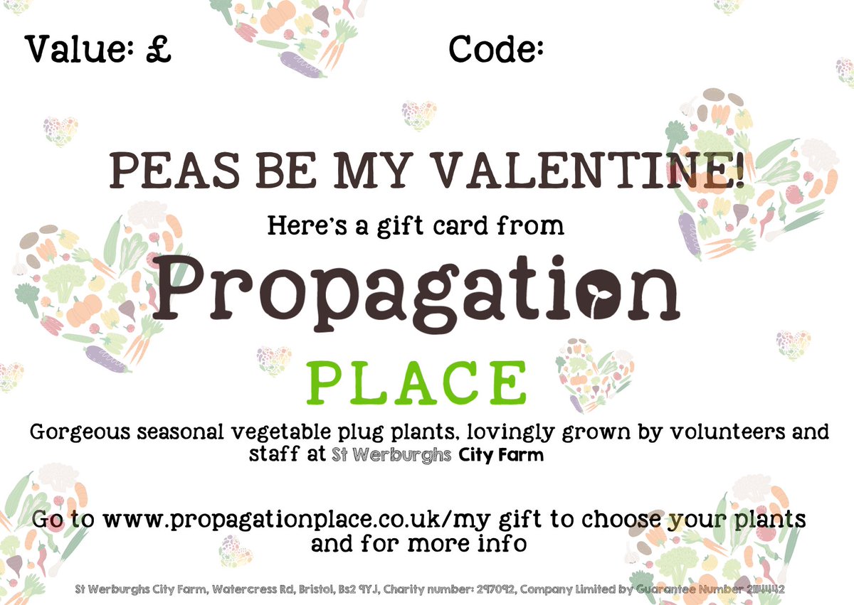 PropPlace's tweet image. Say ‘I LOVE YOU’ with the gift of growing this year! 🌱💚 Valentine’s Day Gift Voucher available from our webpage 💕 Order before 5pm, Sunday 13th 🌿 @swcityfarm @Bristolfoodnet @bristolfooduni #growtogether
