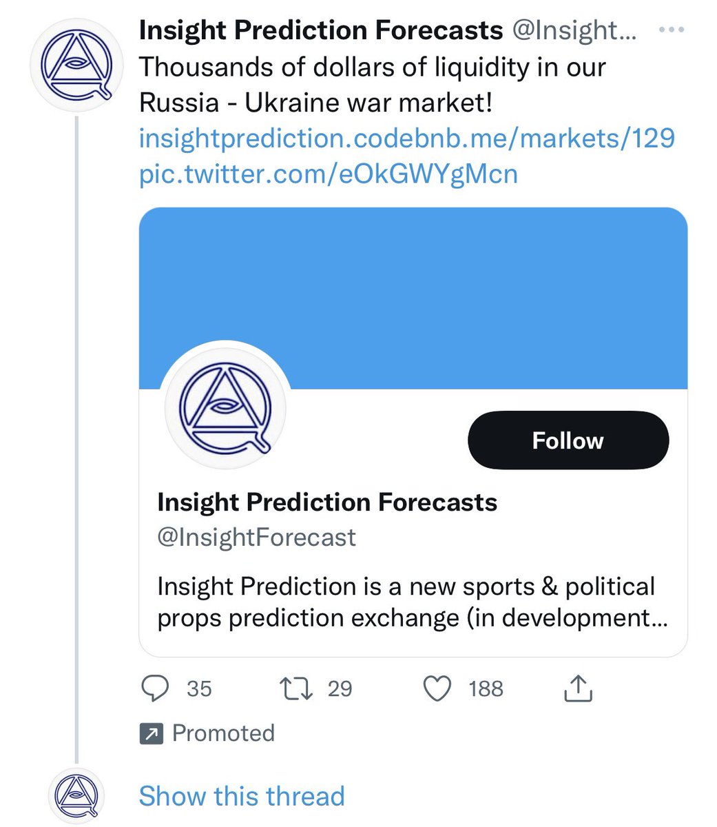 novocaineee's tweet photo. betting on probability of war? this is sick. @InsightForecast 🤢 https://t.co/vC0khHVzly