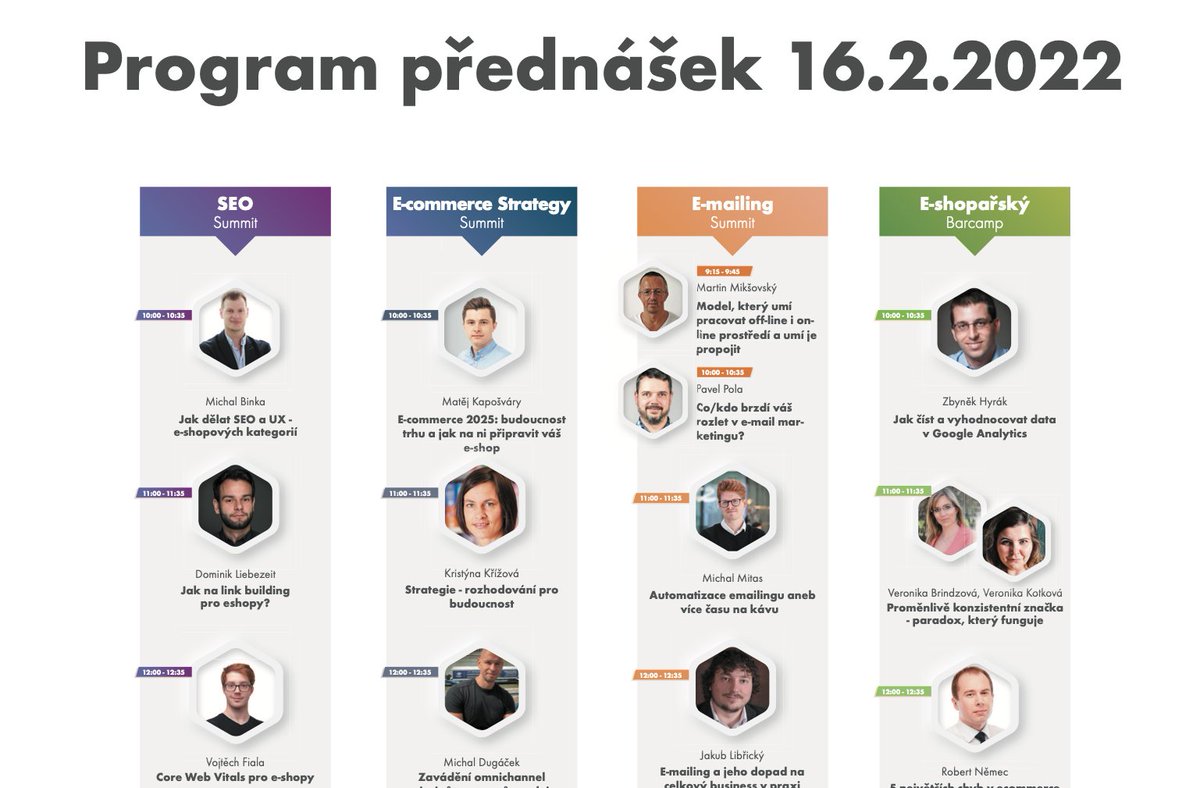 Chystáte se na #COE2022? A nevyhovuje vám on-line verze programu přednášek?

Můžete si jej vytisknout jako PDF předem: coe2020.cz/program

Ještě nemáte vstupenku? Stále ještě si ji můžete zakoupit na webu czechonlineexpo.cz