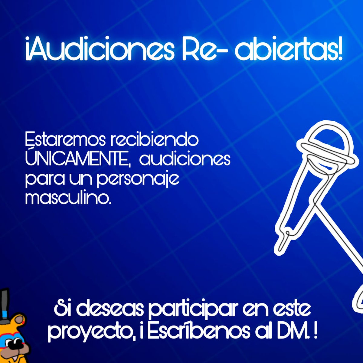 Fnaf_collabs's tweet photo. Hey Hey! El día de hoy deseamos informarles que por ciertos inconvenientes tenemos un papel libre!

Estamos en busca de una nueva persona que desee doblar la voz de uno de nuestros personajes. (más detalles en la imagen)

Si tienen alguna duda, los estaremos leyendo! 👀👀
Suerte! https://t.co/aEWHUp0OHd