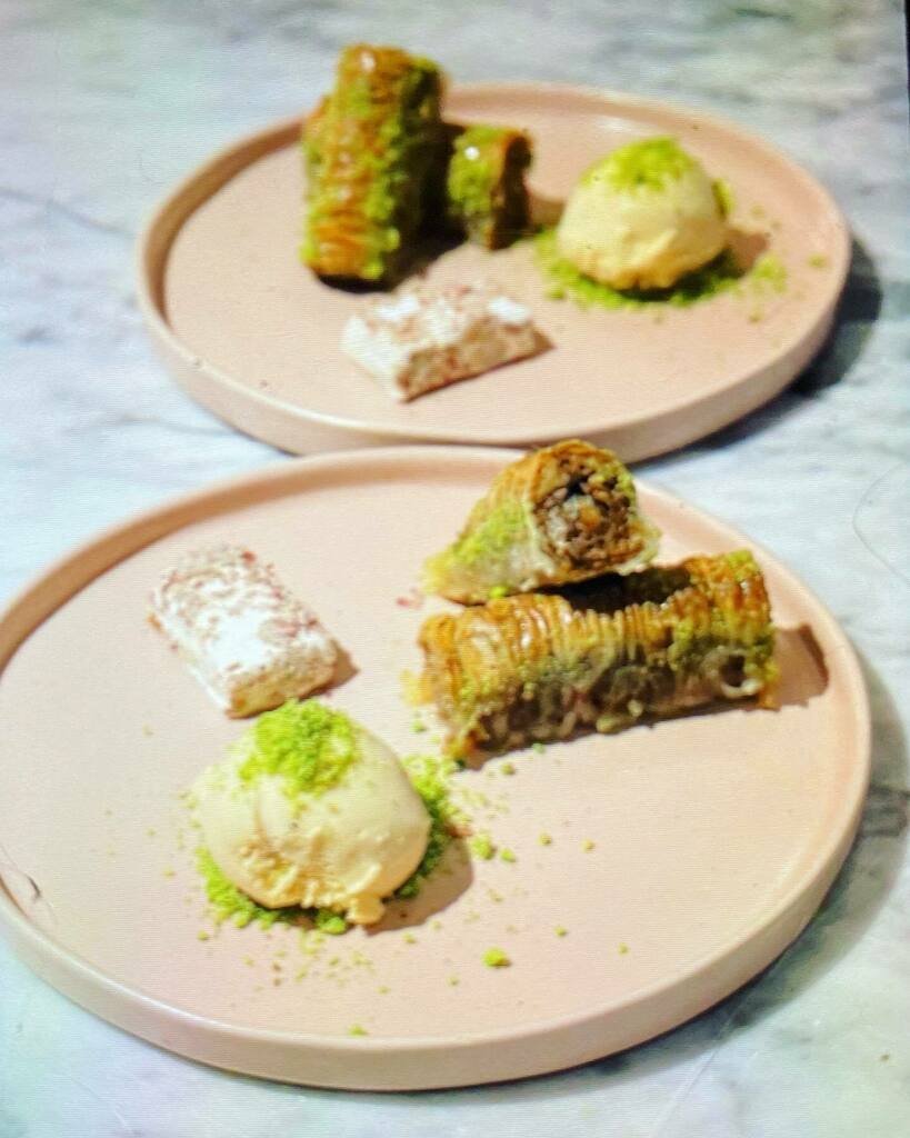 Plated & ready to fall in love with - @mels_place_east Walnut & Cinnamon Baklava with our Burnt Honey Ice Cream & Almond & Orange blossom Nougat. A dreamboat dessert. We still have a few tables for tomorrow ❤️ instagr.am/p/CZ4OuSkIBKQ/