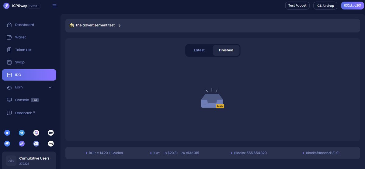 ICPSwap's tweet image. Hey folks.

Can&apos;t wait to share the good news, #ICPSwap IDO function is launched for testing. It&apos;s the first IDO function in the #IC. Any developer can configure the IDO of projects on the #IC ecosystem with one click through parameter configuration in ICPSwap without using code.
