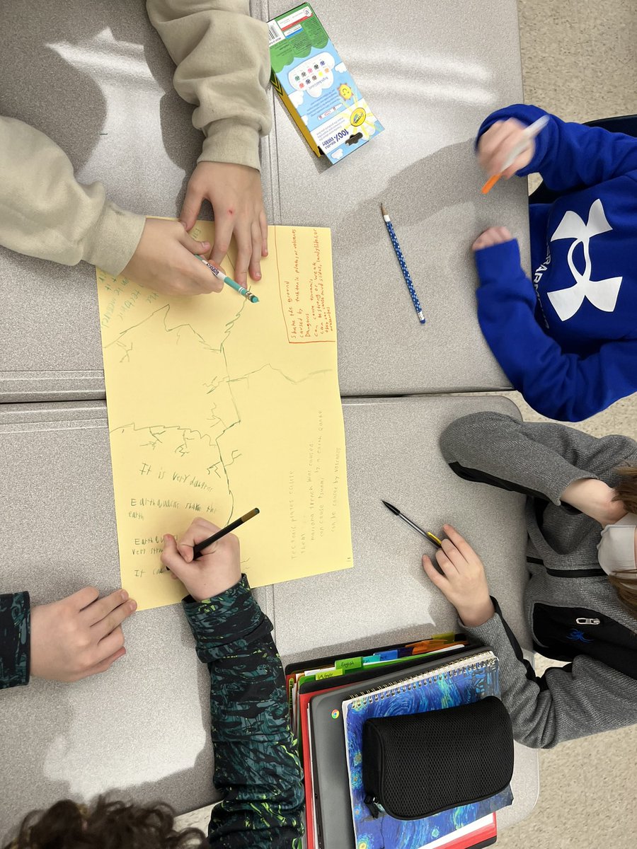 Brainstorming about earthquakes is more fun when your paper looks like a quake! Way to go!!@NHSMIDDLESCHOOL