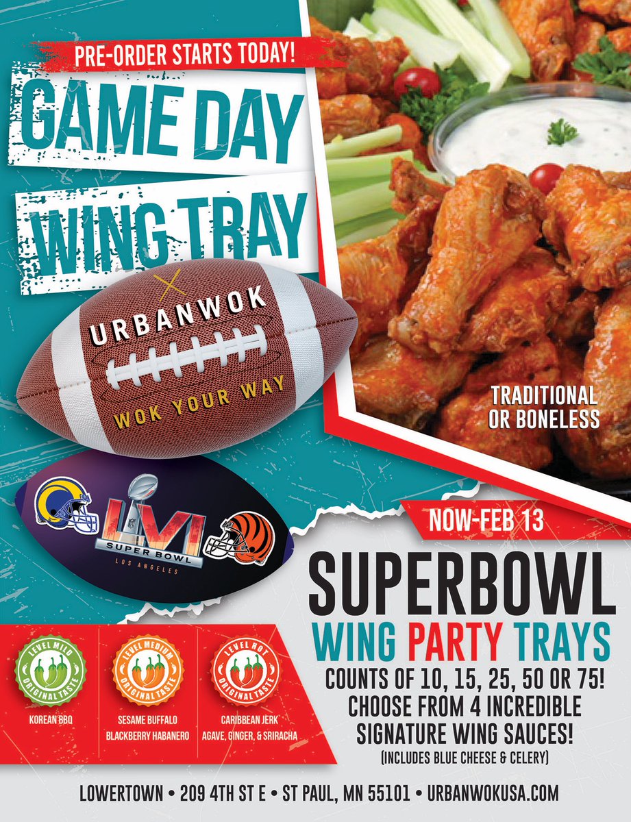 UrbanWok Super Bowl Wing Trays!!  urbanwokusa.com