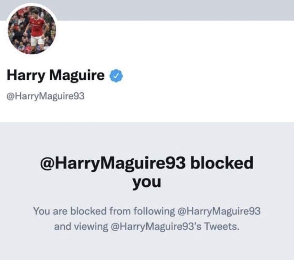 FootyHumour's tweet photo. The only successful block Harry Maguire has made all season… https://t.co/h8vG9UbLJm