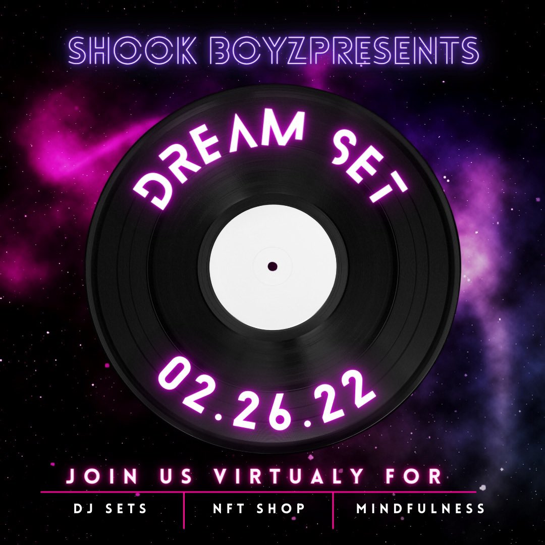 shookboyz's tweet photo. Join us Next Saturday Feb. 26th at 11:11 AM PST we are doing a virtual event livestream with 2 DJs, sound bowl meditation, and healing conversations.
#shookboyz #dreamset https://t.co/lzeRcuYy8H