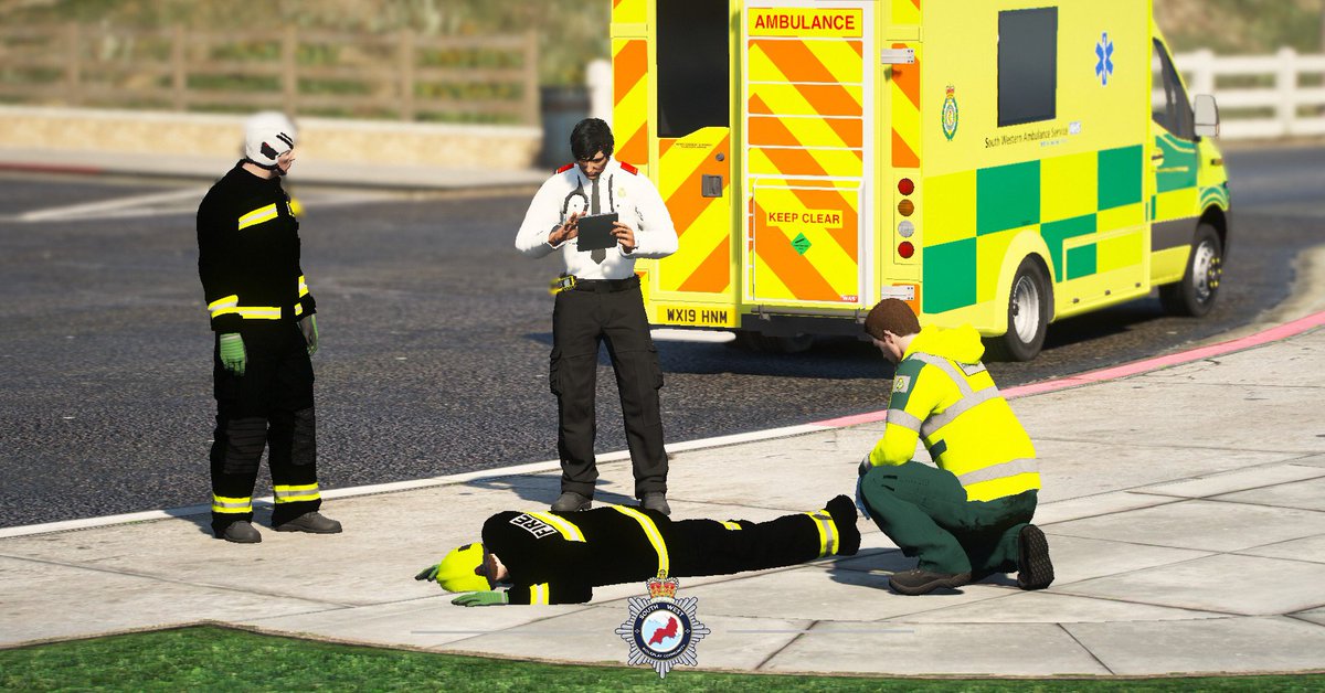 SWRPC_6001's tweet photo. South West Ambulance Service attended multiple calls this evening, including a Firefighter who had collapsed during a call. He was treated and has since recovered well https://t.co/5tHZ9meQ0W