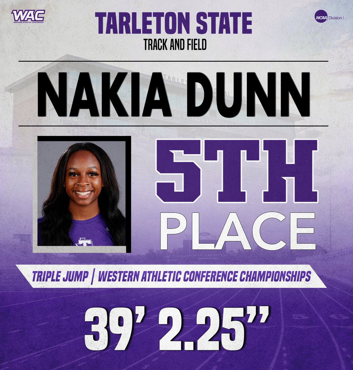 Hats off to Nakia Dunn who set a personal record and moved to the No. 2⃣ spot in school history after a great outing in the triple jump🔥

#TexanNation