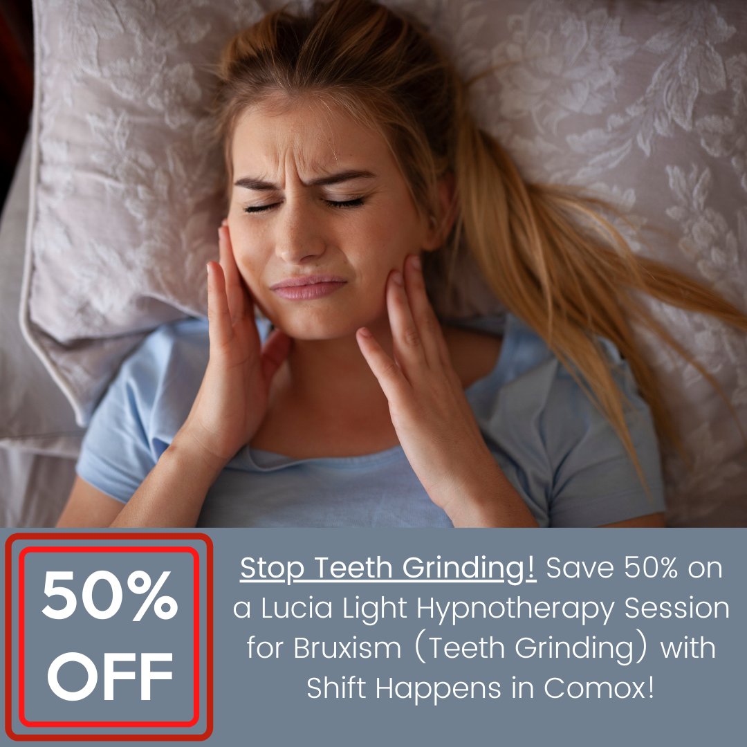 Stop #Teeth Grinding! Save 50% on a Lucia Light #Hypnotherapy Session for #Bruxism (Teeth Grinding) with Shift Happens in #Comox! 
idd.sale/teeth-grinding…
#teethgrinding #sorejaw #stress #sleep #vancouverisland #courtenaybc