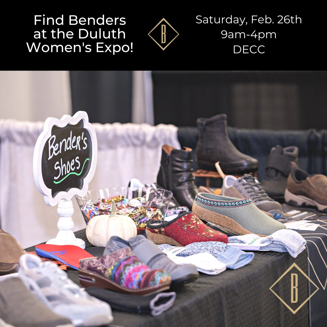 Join us next Saturday for the Duluth Women's Expo at the DECC! We will be there from 9am-4pm. Come meet our Certified Pedorthist and learn more about good shoes, our knowledgeable staff, and the new Duluth location opening soon!
.
.
.
#shopbenders #shoplocal #duluthwomensexpo