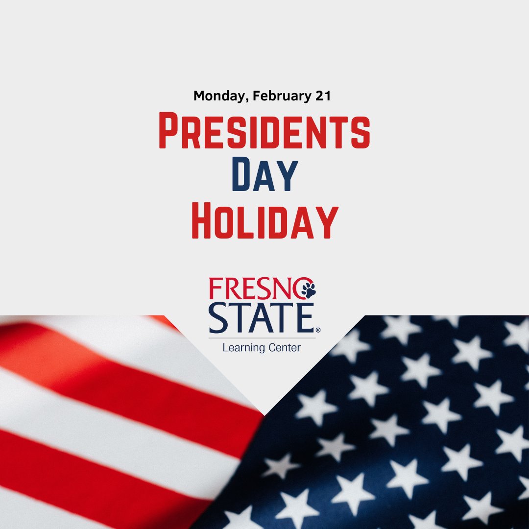 The Learning Center space and services will be closed Monday to observe the campus holiday. Look forward to seeing you again Tuesday.