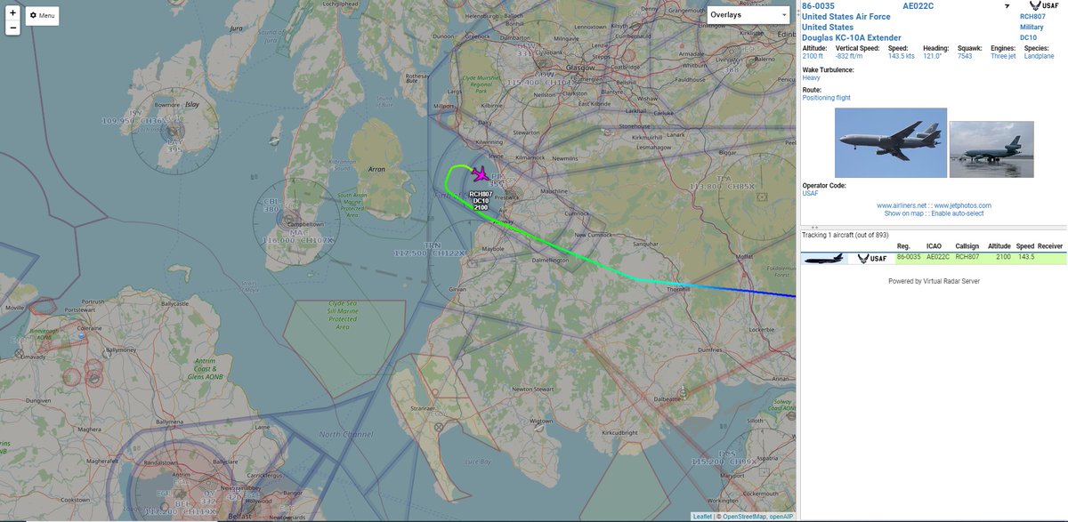 GI7SOB's tweet photo. An evening arrival into Prestwick for USAF KC-10A Reach 807:
#AE022C Reach 807 USAF KC-10A 86-0035 305AMW OMAM/EGPK https://t.co/3I2VIcmOsD