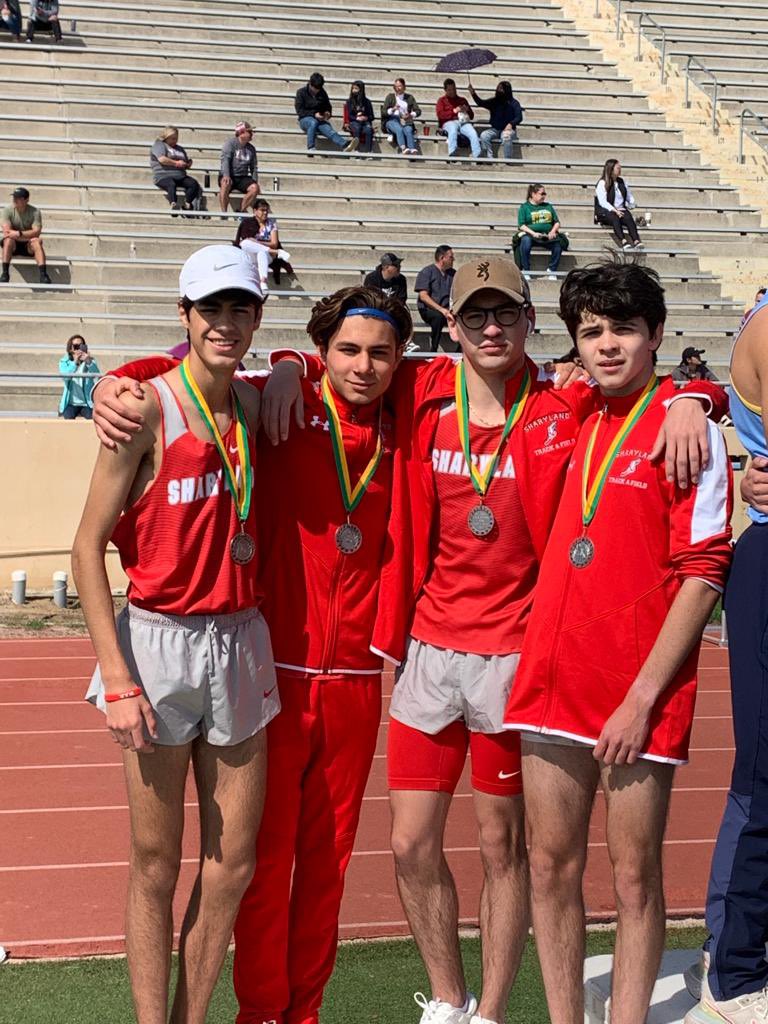 SharylandTrack's tweet photo. 4x800 finished with a 🥈Congratulations Valde, Frankie, Fernie and Pat! #WAR #RunSHS https://t.co/5cl1JGkAlj