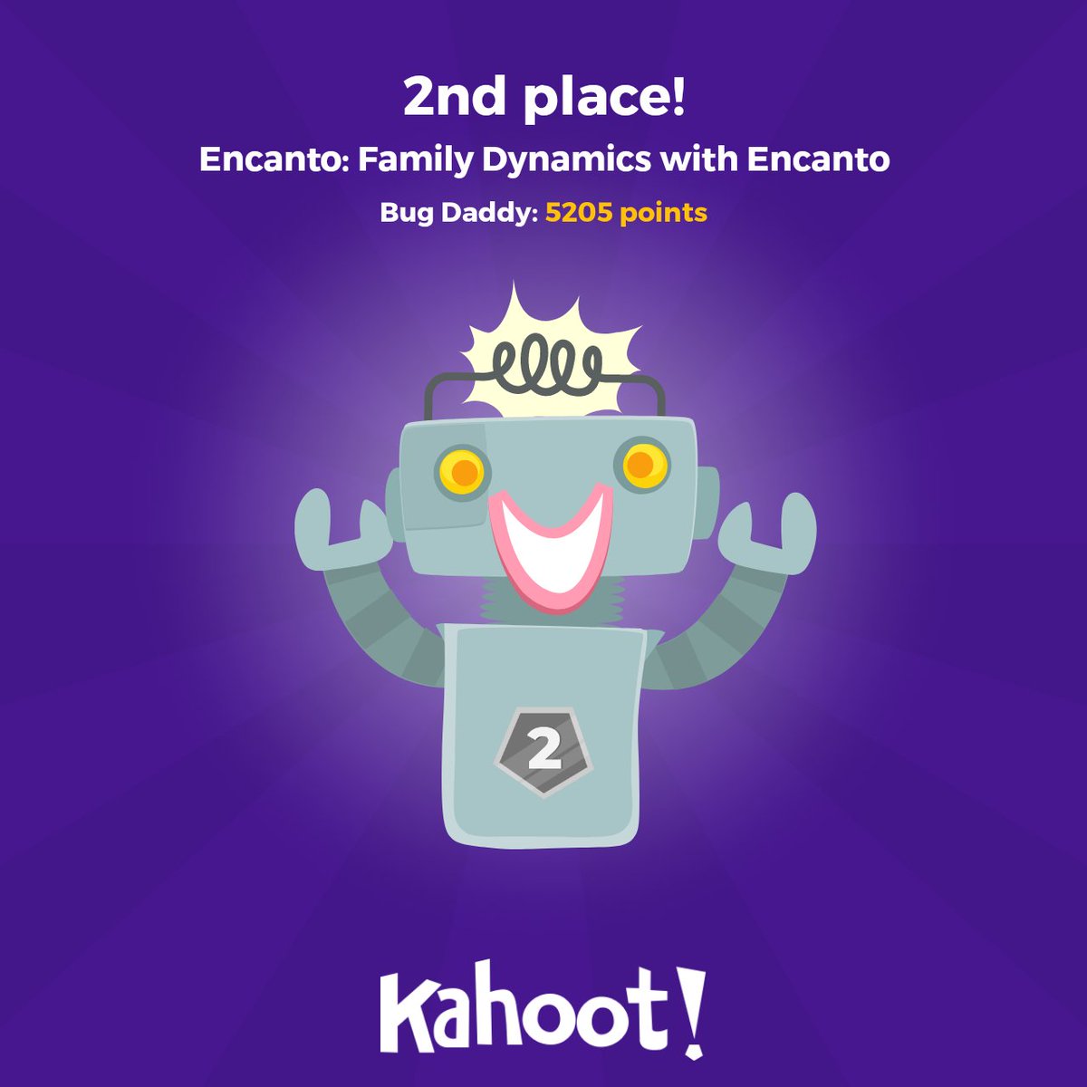 Hey, I’ve just won the "Encanto: Family Dynamics with Encanto" <a href="/kahoot/">Kahoot!</a>! 🎉 Try playing and creating Kahoot! quizzes: kahoot.it/challenge/?qui…