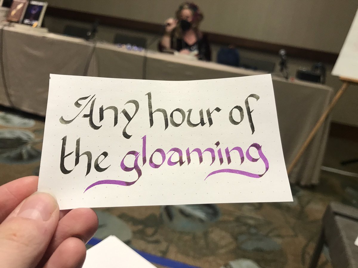 dbcalligrapher's tweet photo. She’s reading us the last story from #DarkBreakers, and it’s very fun. The imagery is phenomenal https://t.co/zD7jKiPdjN