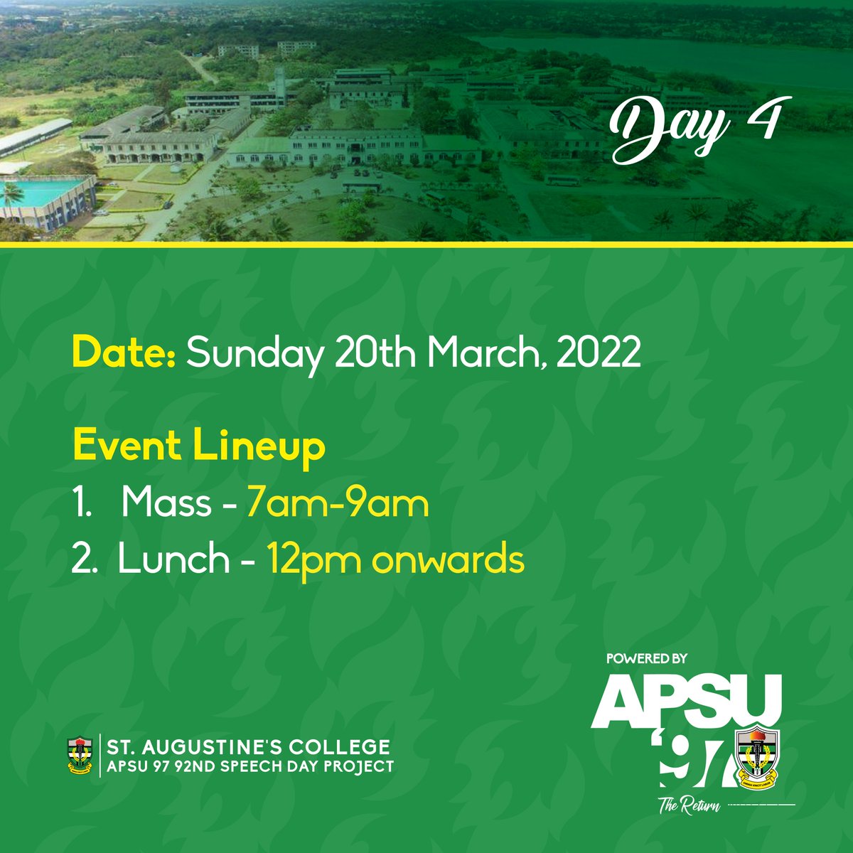 Counting down to the Biggest weekend on St. Augustines College Calendar! It's the 92nd Speech and Prize Giving Day. 

Powered by #APSU97 

#APSU #ActionNkotsii #TheReturn #APSUSpeechDay