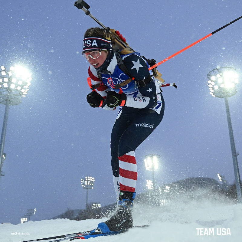 TeamUSA's tweet photo. “I'm just honored to be here and be able to perform on such a big stage and show off what @USBiathlon has got coming in the future.”

@deedrablu showed up and showed out at the #WinterOlympics.