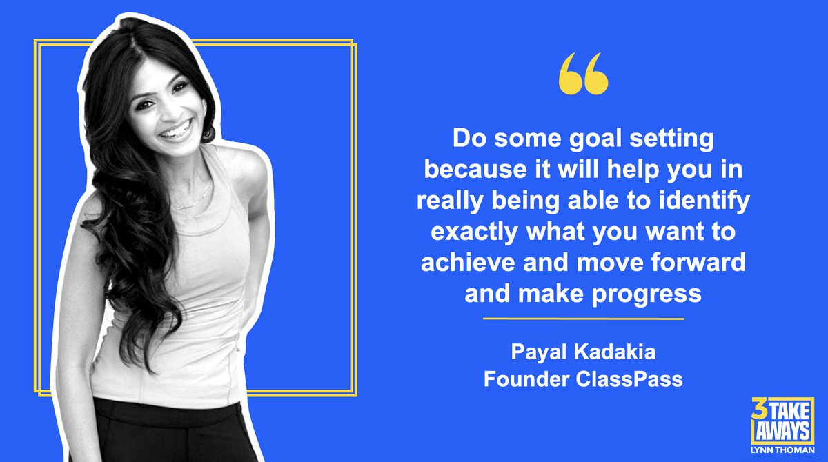 The founder of <a href="/classpass/">ClassPass</a> <a href="/PayalKadakia/">Payal Kadakia</a> shares how goal setting- like giving herself 2 weeks to come up w a start up idea- helped her.
 
🔊 Building ClassPass into a Billion Dollar Company, Living a Plan A Life and Achieving Your Potential:  3takeaways.com/episodes/class…