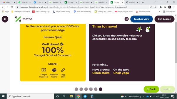 Dr_Tariq_Umar's tweet photo. Pleased to share that Saba score 100% in her maths test. Hope her interst in maths will motivate her to pursue higher eudcation in #engineering and #Technology.
@OakNational #LearnWithOak @Callicroft
https://t.co/xQUAUAV5x9 https://t.co/vHc7U9juFs