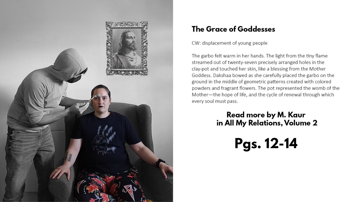 TheBKMagazine's tweet photo. CW: Displacement of young people

"The garbo felt warm in her hands. The light from the tiny flame streamed out of twenty-seven precisely arranged holes in the clay-pot and touched her skin..." 

Read more by @manjitsekhon in All My Relations https://t.co/eYfQux0mpd https://t.co/OuUE9C3O8P