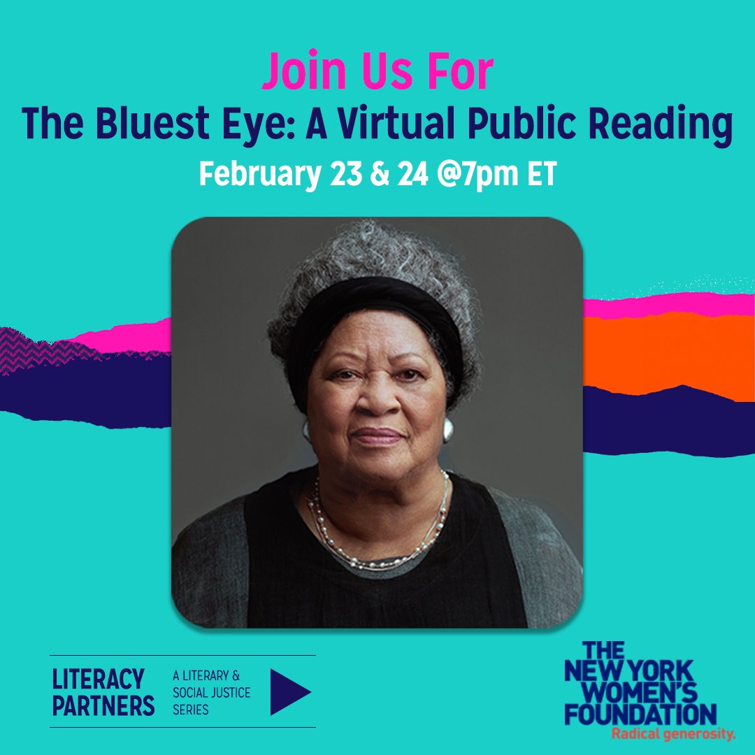 LitPartners's tweet photo. Thank you to @NYWomensFdn for your support of Literacy Partners virtual marathon reading of THE BLUEST EYE.
Register online for FREE now: https://t.co/DGPRNtRPEl
#Blackhistorymonth #ToniMorrison #LiteracyPartners #TheBluestEye #MarathonReading #WordsShapeOurWorld #newyorkwomen https://t.co/C5bG9fNRXl