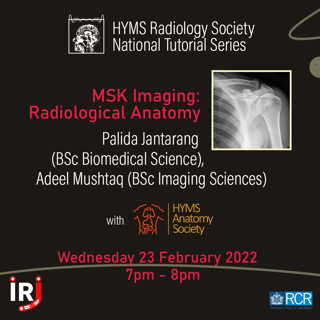HYMS Radiology Society (@hymsradsoc) on Twitter photo ☢️Don't miss our next event called "MSK Imaging: Radiological Anatomy" ☢️
Find the sign-up form on our website hymsradsoc.com/events, and join us on February 23 for an exciting collaboration with the HYMS Anatomy Society!
<a href="/adeelmushtaq3/">Adeel Mushtaq</a> ☢️Don't miss our next event called "MSK Imaging: Radiological Anatomy" ☢️
Find the sign-up form on our website hymsradsoc.com/events, and join us on February 23 for an exciting collaboration with the HYMS Anatomy Society!
<a href="/adeelmushtaq3/">Adeel Mushtaq</a>