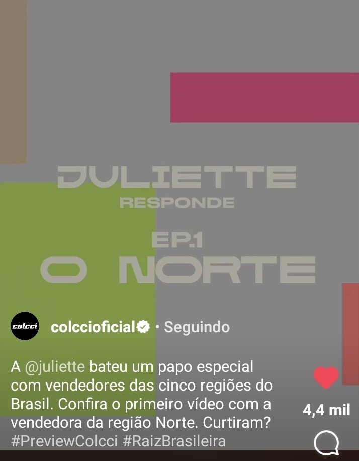 leidivadaju's tweet photo. Meu povo bora lá no Instagram da Colcci. Tem 4 episódios com a @juliette batendo um papo com vendedores das cinco regiões do Brasil. Segue a Trend com o link de cada, bora agir cambada.
EP 1 - Região Norte: https://t.co/XvoldmG41c https://t.co/AXK6aCSNB4