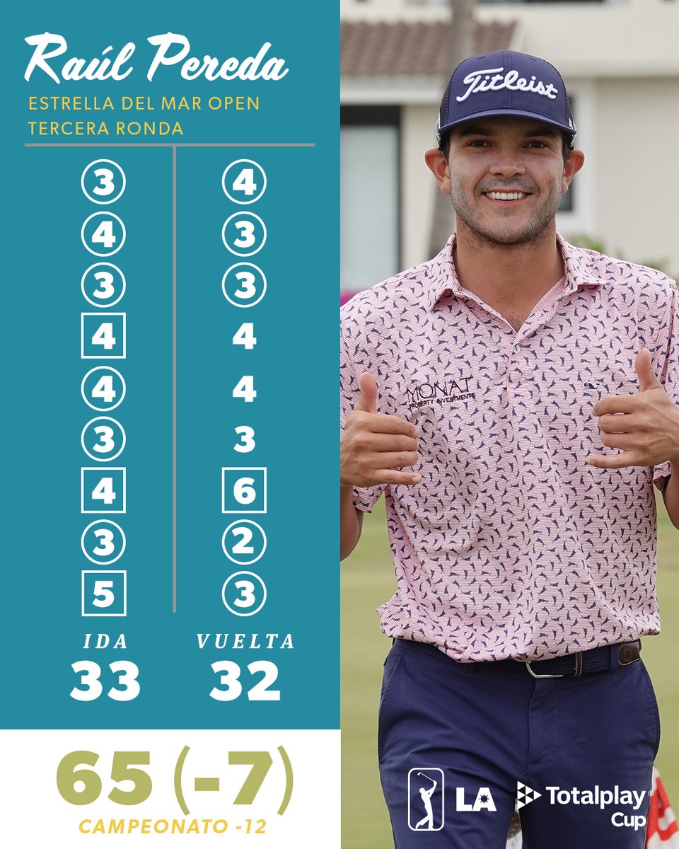 PGATAmericasESP's tweet image. Solo TRES pares para @raulp96  🇲🇽 hoy en Estrella del Mar Country Club.

Only THREE pars for Mexico’s Raul Pereda on his third-round at the #EstrelladelMarOpen.

WOW!