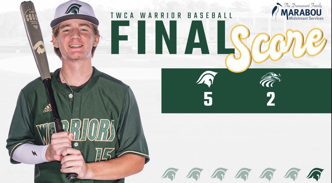 Warriors top a good Kinkaid team to go 3-0 in the SPC vs TAPPS Challenge

Chase Fuentes 3-3
Augie Andersen 1-3 2 RBI
Jaden Scrushy 2-2
Ryan Lovell 1-3 2B
Marshall Hale 1-3 RBI

WP - Nolan Newcomb 4ip
Save - Kai Parker