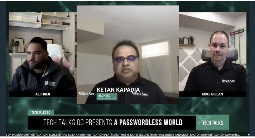 DCCybersecurity's tweet photo. Throwback to our #TechTalksDC on Authentication Systems.

Panelists from @bloksec explored challenges for centralized systems, the role of #MachineLearning and #blockchain in #AccessManagement, tips for stronger #passwords and all about trust &amp; privacy.

#cyber #collegeinnovation https://t.co/s8AlhpLPwh