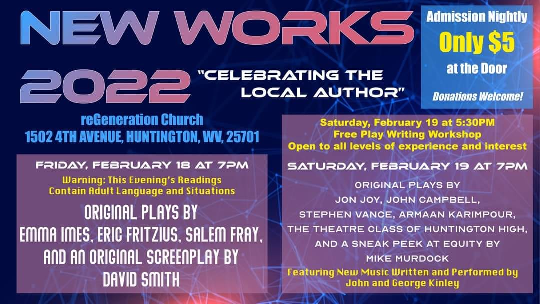 Alchemy_WV's tweet photo. Final night! All things you've never seen!  HHS student work, Jon Joy monologues, Armaan Karimpour's musical and a sneak peek at Mike Murdock's EQUITY! All for 5 bucks! https://t.co/TB9DkmZLJt