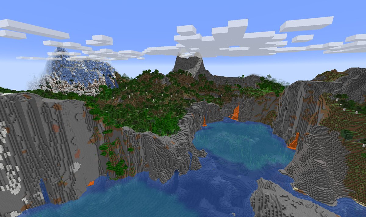 _LadyAgnes's tweet photo. Found this beautiful landscape really close to spawn! I think it's so inspiring 😊There was also a cute village by the ocean nearby! Seed -1364820508976021143 for both Bedrock and Java <3 https://t.co/VC4i1659qi