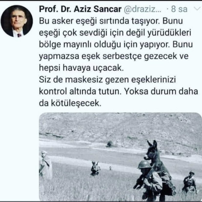 NalanByk3's tweet photo. Önemli olan Nöbel ödülü almak değil.İnsan olmak ve insanlık için çalışmak elitlerin uşaklığını yapmak değil .#HaddiBilAzizSancar https://t.co/Sr8g8SHqVl