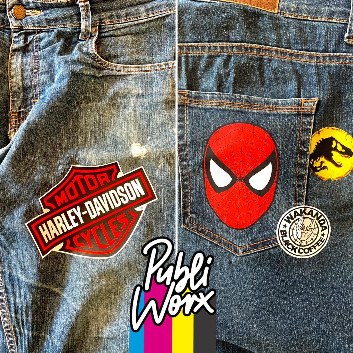 publiworx's tweet photo. 🤩 ¡En PubliWorx personalizamos también tus prendas de mezclilla! 👖

📲 Para más información envíanos mensaje.

#publiworx #publicidad #impresion #diseño #graphicdesign #impresiondigital https://t.co/KmI7RF6Vq2
