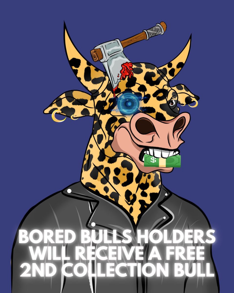BoredBullsNFT's tweet photo. Bored Bulls holders will receive a free airdrop of our 2nd collection bulls!

Pre-sale minting for WL members 21st February, 12pm EST.

Public minting 22nd February, 12pm EST. https://t.co/PDtqalhzmV