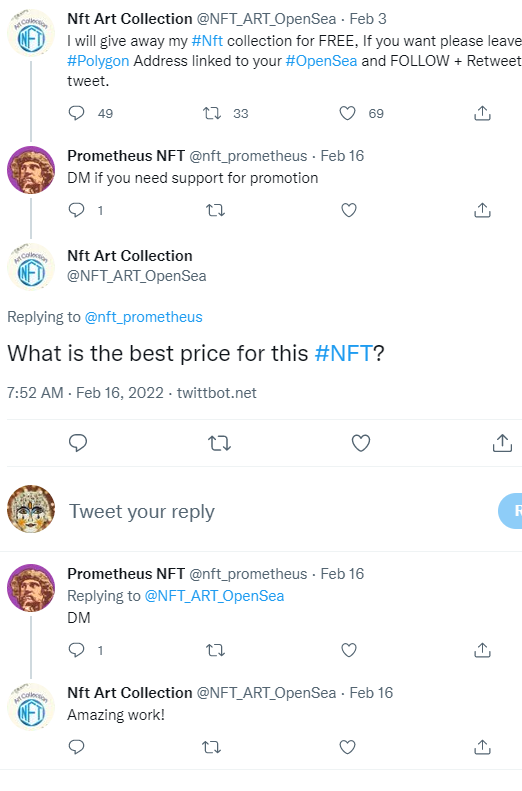 CoinSeer's tweet photo. What happens when  two scamming bots find each other? Pretty much a nonsense conversation! 😂 https://t.co/yI7z7CCd4x