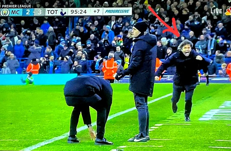 TimMalia's tweet photo. In life, find someone who celebrates your success like Antonio Conte celebrates a Tottenham Hotspur upset of Man City at the Etihad!!
@SpursOfficial 
@RochesterSpurs 
#MCTOT
MC2:TOT3 https://t.co/t7F88MXF4a